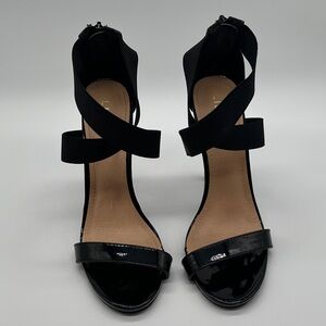 Liliana Black Patent Strappy Heels